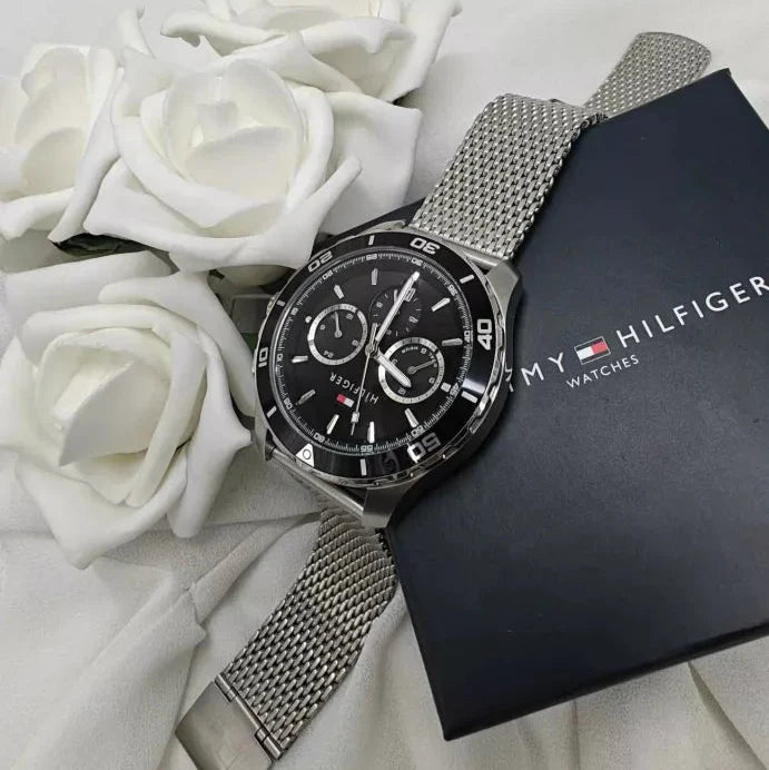 Tommy Hilfiger Jordan Chronograph Black Dial Silver Mesh Strap Watch For Men - 1792092 Buy Now By Tommy Hilfiger