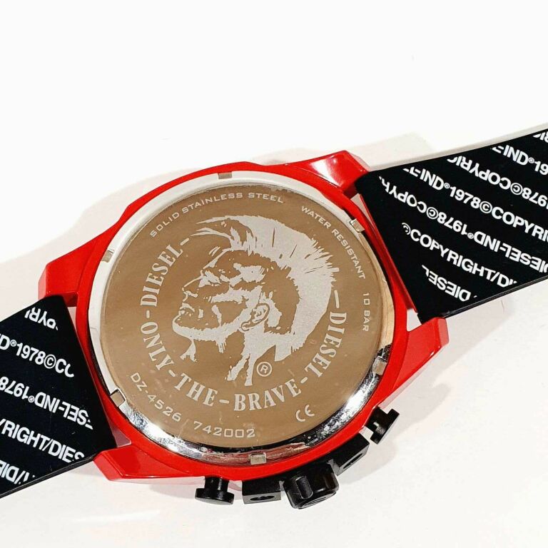 Diesel Mega Chief Chronograph Black Dial Red Rubber Strap Watch For Men - DZ4526 Buy Now By Diesel