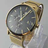 Armani Exchange Cayde Chronograph Black Dial Gold Mesh Strap Watch For Men - AX2715 Buy Now By Armani Exchange