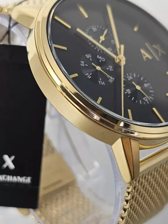 Armani Exchange Cayde Chronograph Black Dial Gold Mesh Strap Watch For Men - AX2715 Buy Now By Armani Exchange