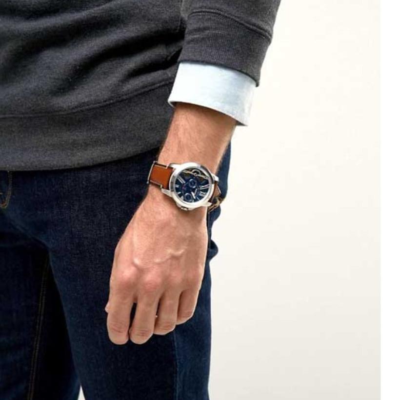 Fossil Grant Twist Multifunction Blue Dial Brown Leather Strap Watch for Men - ME1161 Buy Now By Fossil