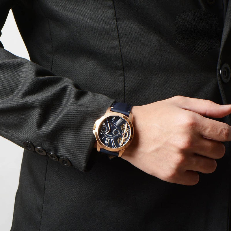 Fossil Grant Twist Multifunction Blue Dial Blue Leather Strap Watch for Men - ME1162 Buy Now By Fossil