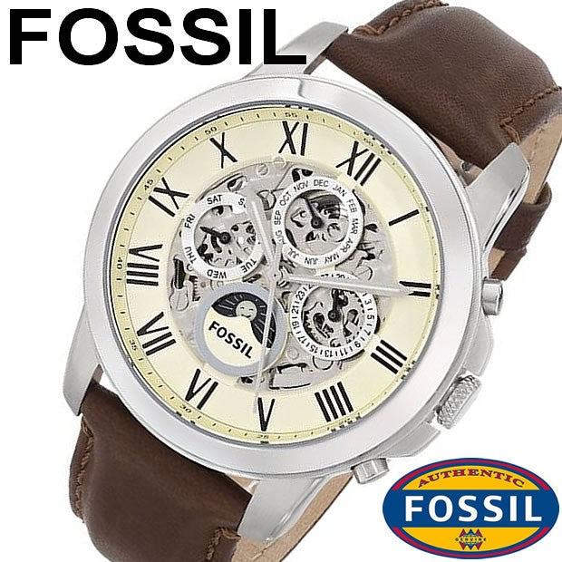 Fossil Grant Automatic White Dial Brown Leather Strap Watch for Men - ME3027 Buy Now By Fossil