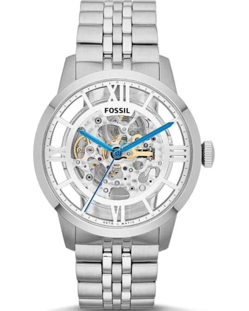 Fossil Townsman Automatic Skeleton Silver Dial Silver Steel Strap Watch for Men - ME3044 Buy Now By Fossil
