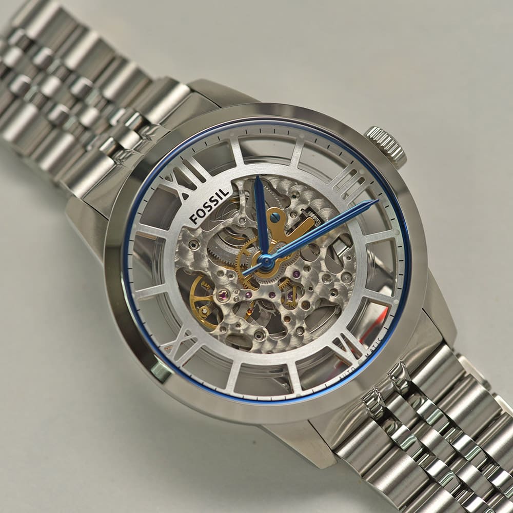 Fossil Townsman Automatic Skeleton Silver Dial Silver Steel Strap Watch for Men - ME3044 Buy Now By Fossil