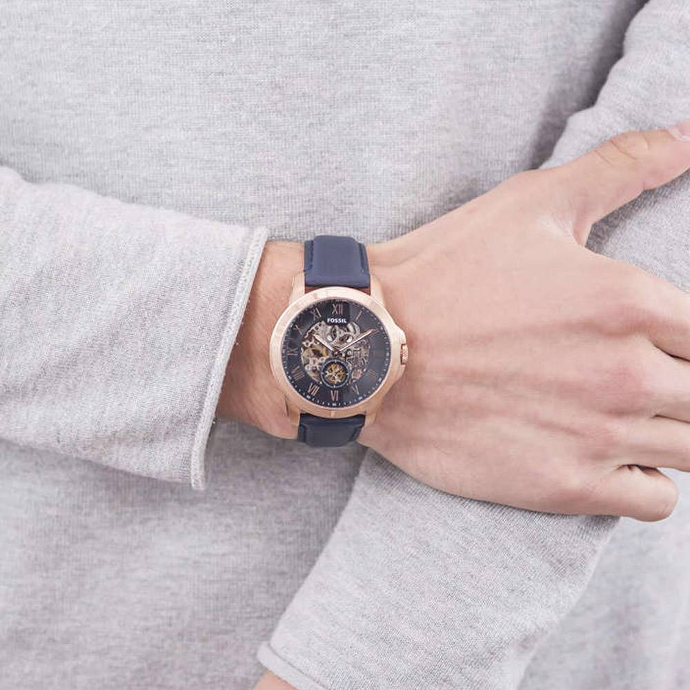 Fossil Grant Mechanical Blue Dial Blue Leather Strap Watch for Men - ME3054 Buy Now By Fossil