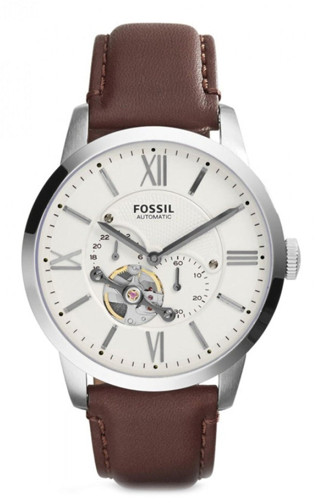 Fossil Townsman Automatic White Dial Brown Leather Strap Watch for Men - ME3064 Buy Now By Fossil