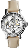 Fossil Boyfriend Automatic Skeleton Silver Dial White Leather Strap Watch for Women - ME3069 Buy Now By Fossil