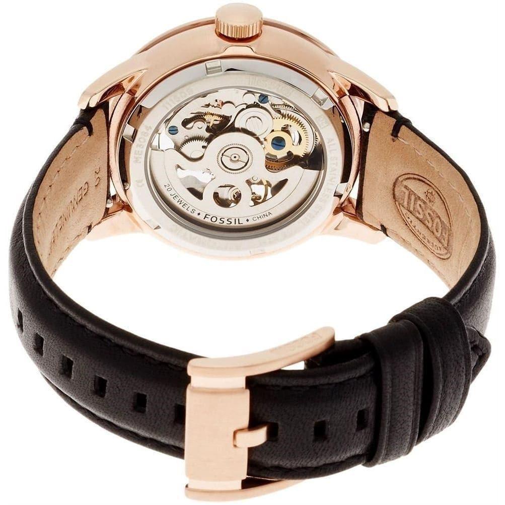 Fossil Townsman Automatic Skeleton Black Dial Black Leather Strap Watch for Men - ME3084 Buy Now By Fossil