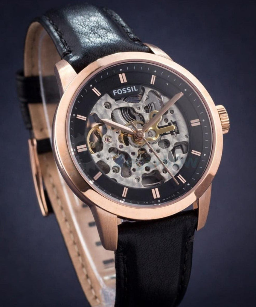 Fossil Townsman Automatic Skeleton Black Dial Black Leather Strap Watch for Men - ME3084 Buy Now By Fossil
