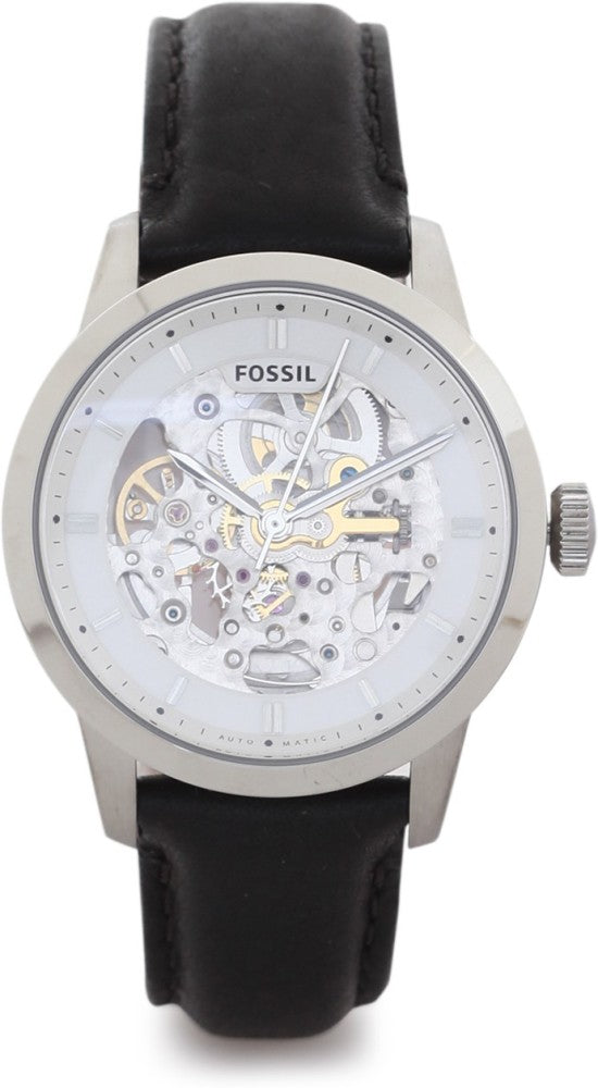 Fossil Townsman Automatic Skeleton White Dial Black Leather Strap Watch for Men - ME3085 Buy Now By Fossil