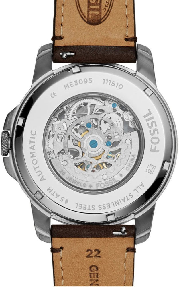 Fossil Grant Automatic Skeleton Black Dial Brown Leather Strap Watch for Men - ME3095 Buy Now By Fossil