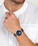 Fossil Townsman Automatic Blue Dial Brown Leather Strap Watch for Men - ME3110 Buy Now By Fossil