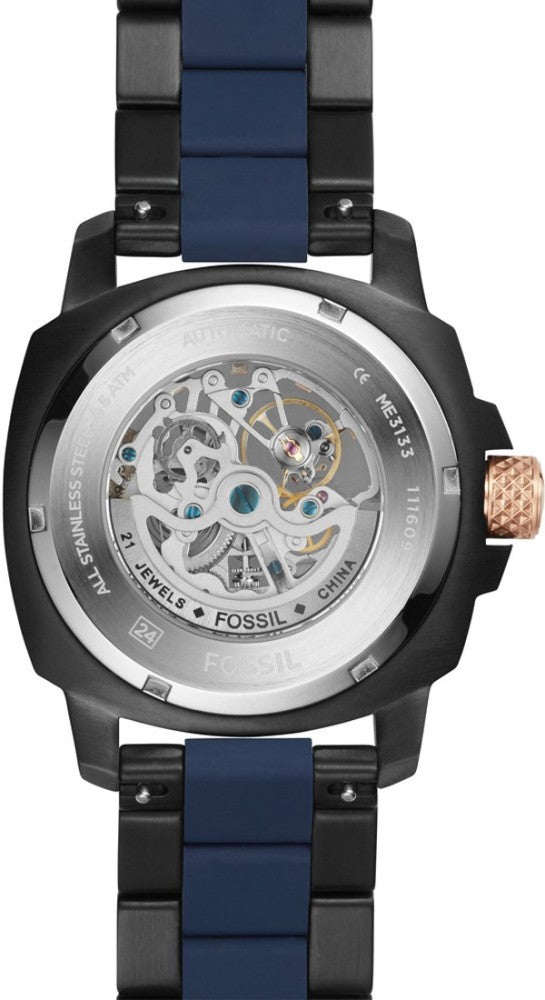 Fossil Modern Machine Automatic Skeleton Blue Dial Two Tone Steel Strap Watch for Men - ME3133 Buy Now By Fossil