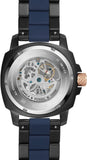 Fossil Modern Machine Automatic Skeleton Blue Dial Two Tone Steel Strap Watch for Men - ME3133 Buy Now By Fossil