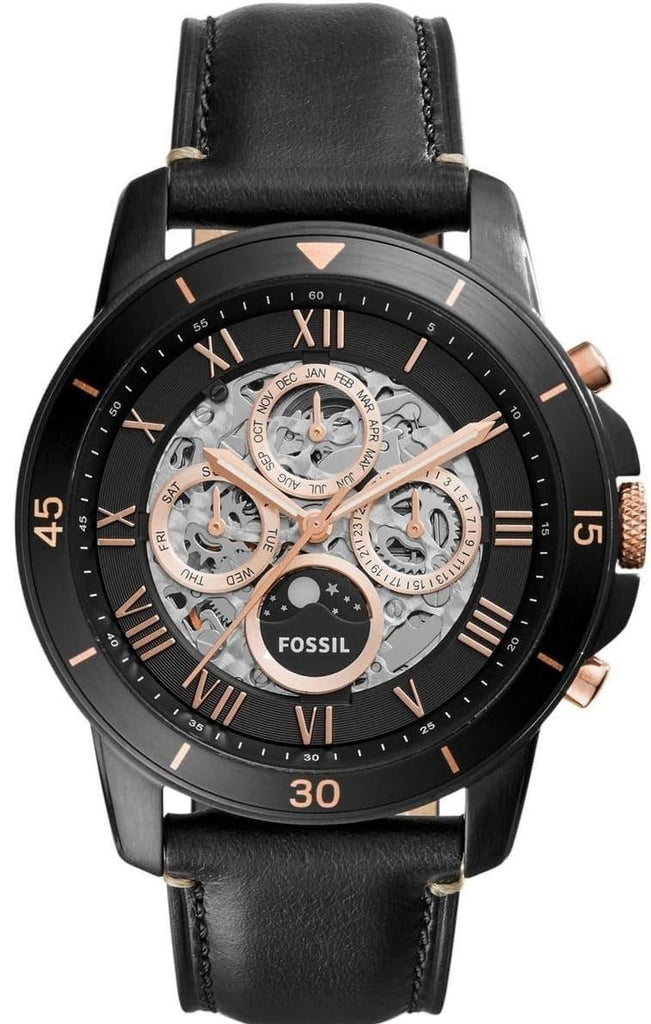 Fossil Grant Sport Automatic Skeleton Black Dial Black Leather Strap Watch for Men - ME3138 Buy Now By Fossil