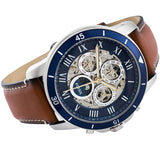 Fossil Grant Sport Automatic Skeleton Blue Dial Brown Leather Strap Watch for Men - ME3140 Buy Now By Fossil