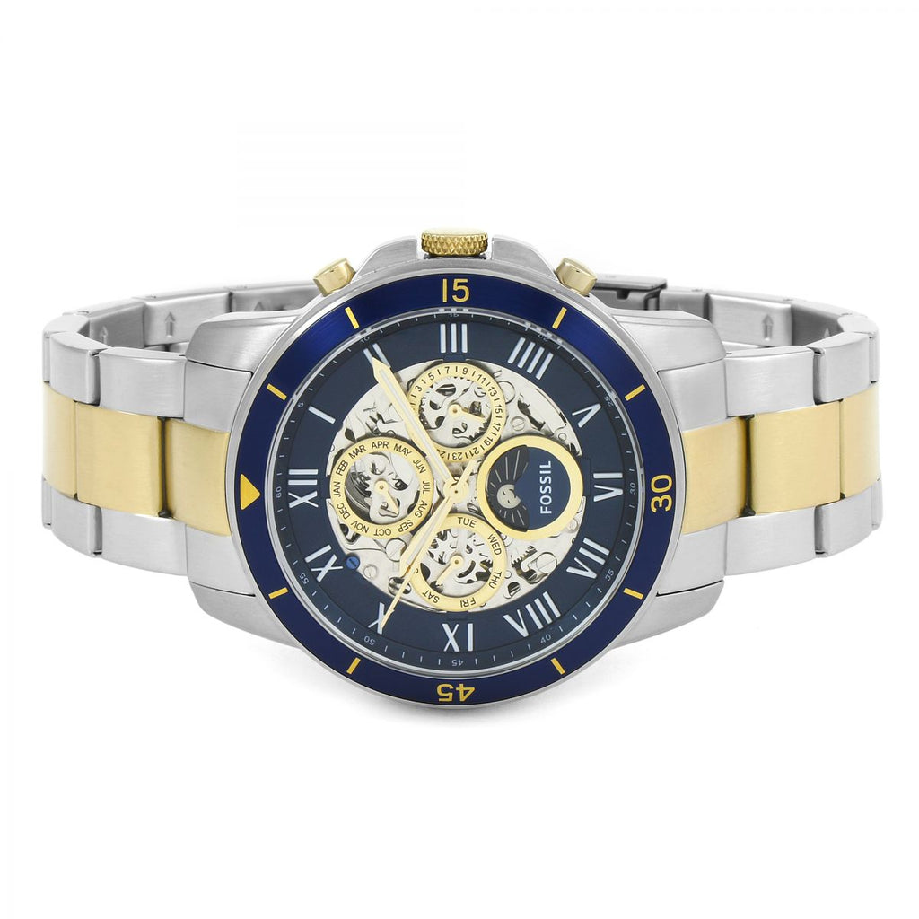Fossil Grant Sport Automatic Skeleton Blue Dial Two Tone Steel Strap Watch for Men - ME3141 Buy Now By Fossil