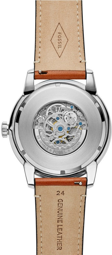 Fossil Townsman Automatic Skeleton Blue Dial Brown Leather Strap Watch for Men - ME3154 Buy Now By Fossil