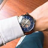 Fossil Townsman Automatic Skeleton Blue Dial Brown Leather Strap Watch for Men - ME3154 Buy Now By Fossil
