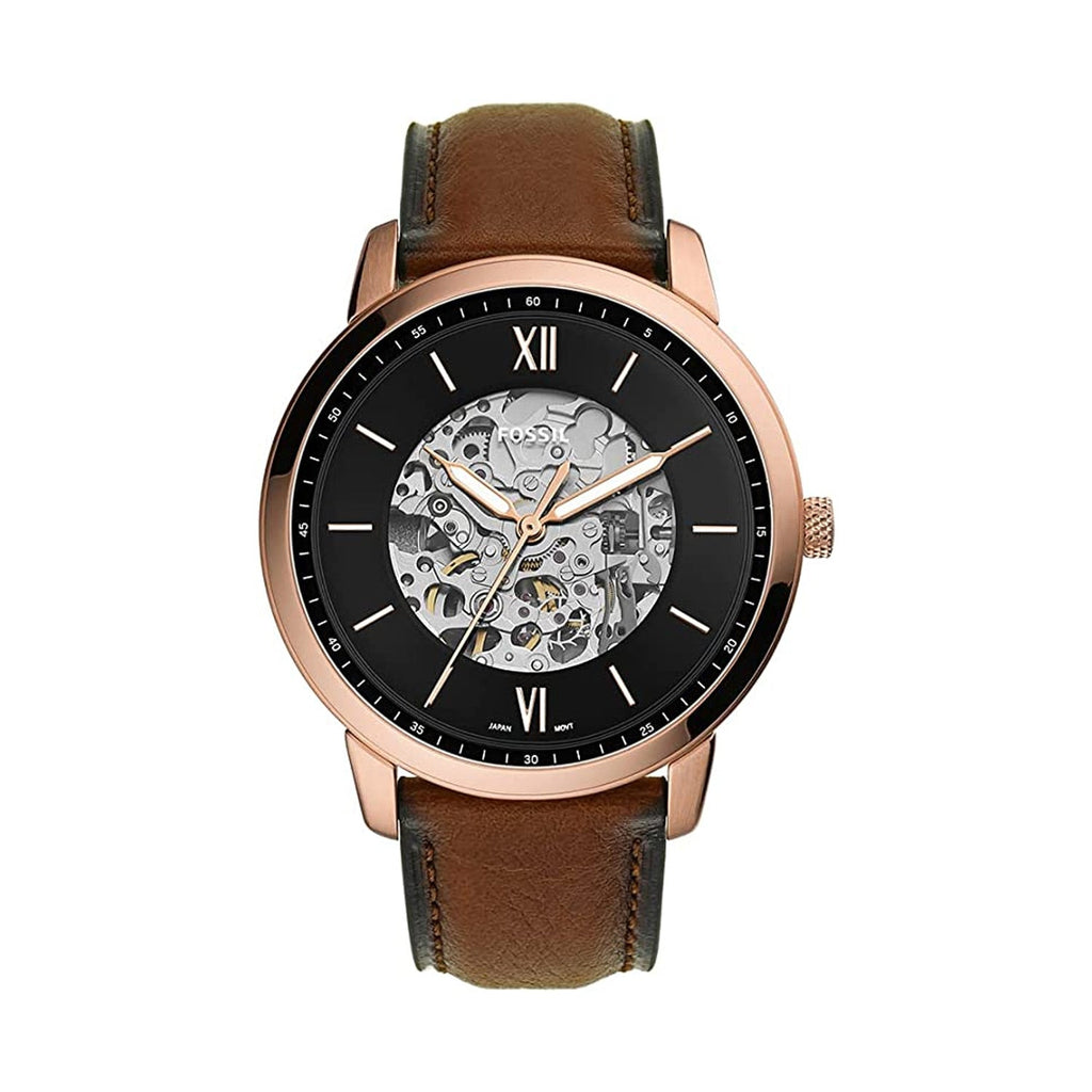 Fossil Neutra Automatic Skeleton Black Dial Brown Leather Strap Watch for Men - ME3195 Buy Now By Fossil