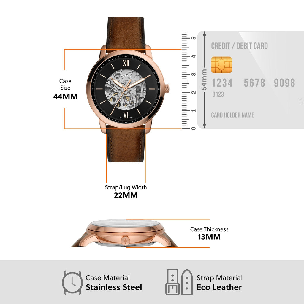 Fossil Neutra Automatic Skeleton Black Dial Brown Leather Strap Watch for Men - ME3195 Buy Now By Fossil