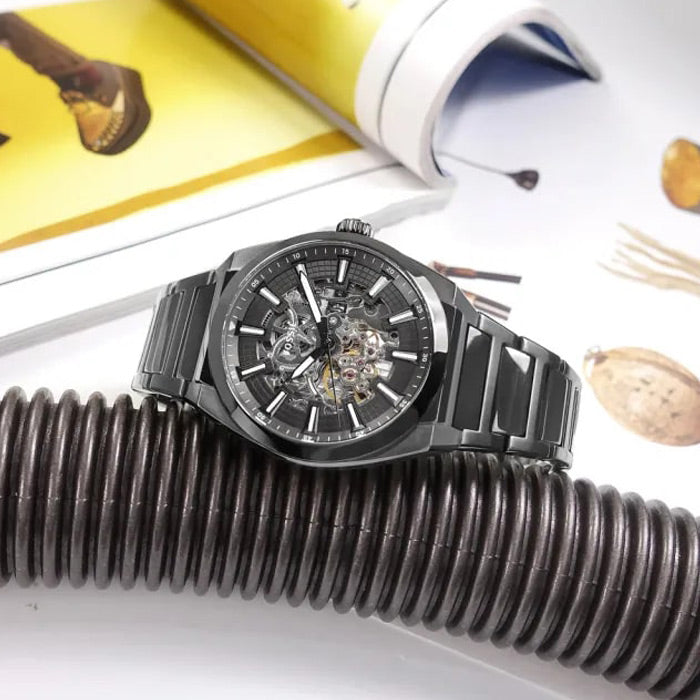 Fossil Everett Automatic Skeleton Grey Dial Grey Steel Strap Watch for Men - ME3206 Buy Now By Fossil