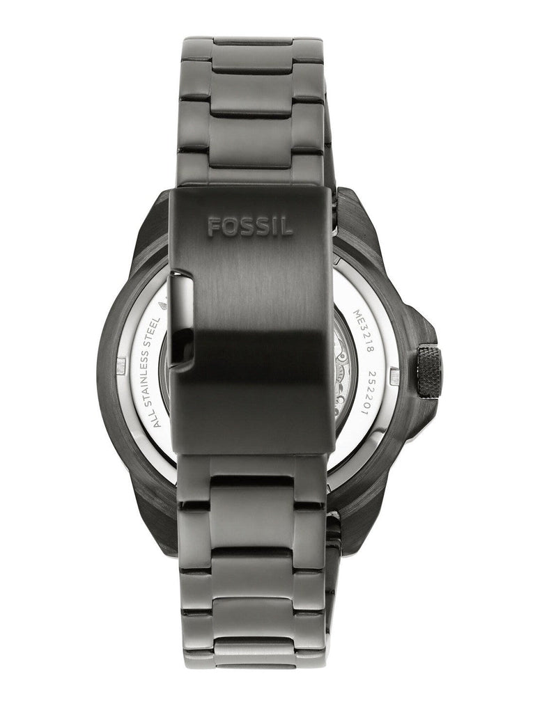 Fossil Bronson Automatic Skeleton Black Dial Grey Steel Strap Watch for Men - ME3218 Buy Now By Fossil