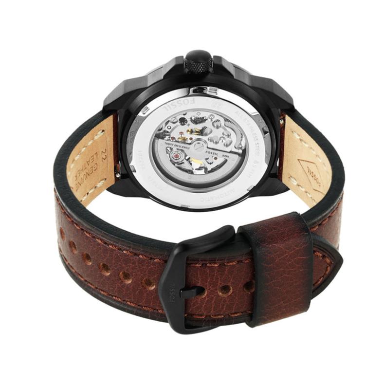 Fossil Bronson Automatic Skeleton Black Dial Brown Leather Strap Watch for Men - ME3219 Buy Now By Fossil