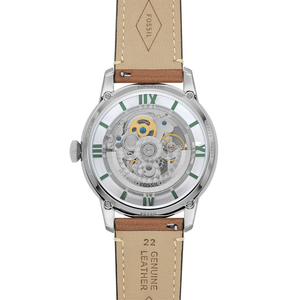 Fossil Boyfriend Automatic Skeleton Silver Dial White Leather Strap Watch for Women - ME3069 Buy Now By Fossil