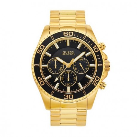 Guess Chaser Chronograph Black Dial Gold Steel Strap Watch for Men - W0170G2 Buy Now By Guess