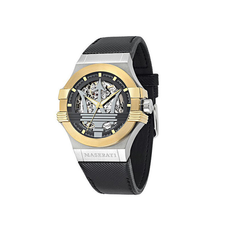 Maserati Potenza Automatic Skeleton Dial Black Leather Strap Watch For Men - R8821108011 Buy Now By Maserati