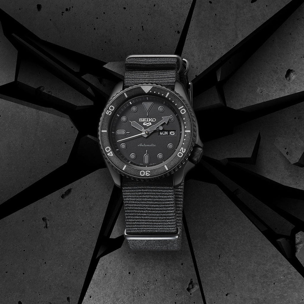 Seiko 5 Sports Automatic Black Dial Black NATO Strap Watch For Men - SRPD79K1