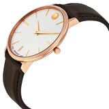 Movado Ultra Slim White Dial Brown Leather Strap Watch For Men - 0607089 Buy Now By Movado