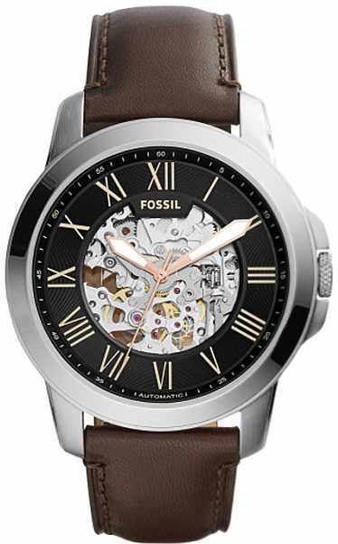 Fossil Grant Automatic Skeleton Black Dial Brown Leather Strap Watch for Men - ME3100 Buy Now By Fossil