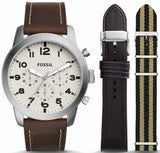 Fossil Pilot Chronograph White Dial Brown Leather Strap Watch for Men - FS5146 Buy Now By Fossil