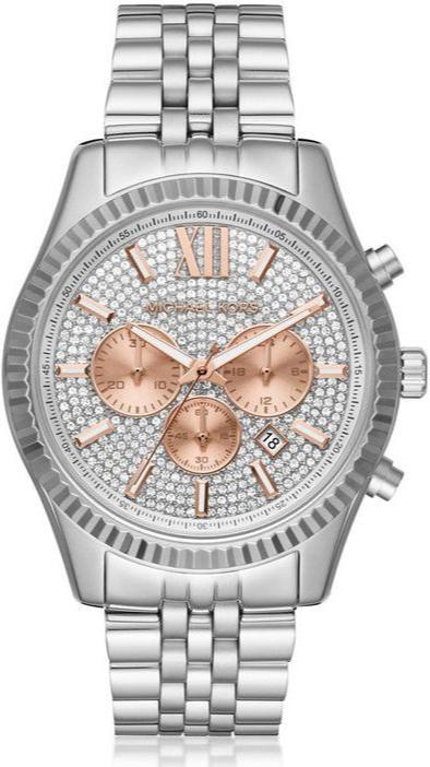 Michael Kors Lexington Chronograph Silver Dial Silver Steel Strap Watch for Men - MK8515 Buy Now By Michael Kors