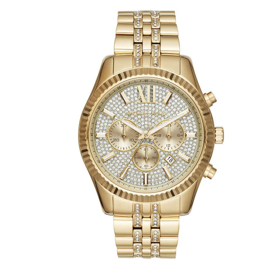 Michael Kors Lexington Chronograph Gold Dial Gold Steel Strap Watch For Men - MK8579 Buy Now By Michael Kors