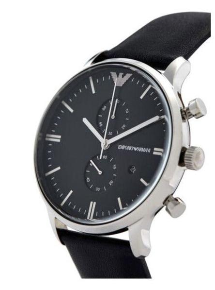 Emporio Armani Gianni Chronograph Black Dial Black Leather Strap Watch For Men - AR0397 Buy Now By Emporio Armani