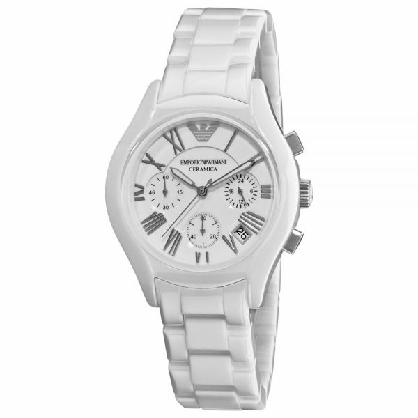Emporio Armani Chronograph Ceramic White Dial Watch For Women - AR1403 Buy Now By Emporio Armani