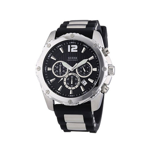 Guess Intrepid Chronograph Black Dial Two Tone Steel Strap Watch for Men - W0167G1 Buy Now By Guess