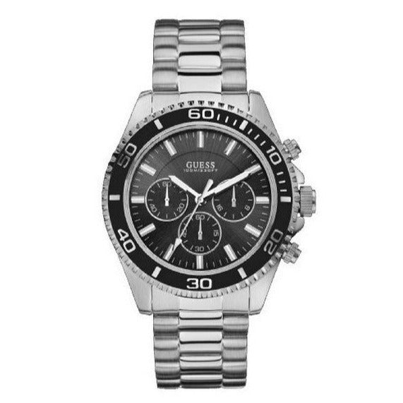 Guess Chaser Chronograph Black Dial Silver Steel Strap Watch for Men - W0170G1 Buy Now By Guess