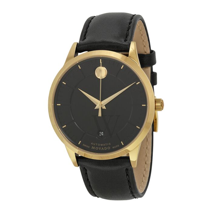 Movado 1881 Automatic Black Dial Black Leather Strap Watch For Men - 606875 Buy Now By Movado