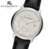 Burberry The Classic Horseferry Beige Dial Black Leather Strap Watch for Men - BU10000 Buy Now By Burberry