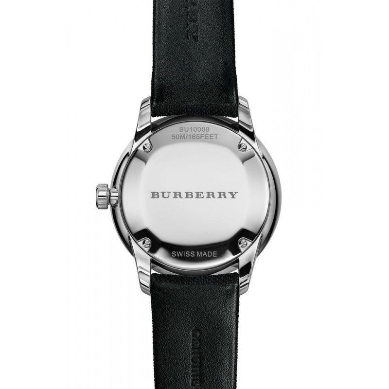 Burberry Classic Round Cream Dial Black Leather Strap Watch for Men - BU10008 Buy Now By Burberry