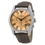 Emporio Armani Valente Chronograph Amber Dial Brown Leather Strap Watch For Men - AR1634 Buy Now By Emporio Armani