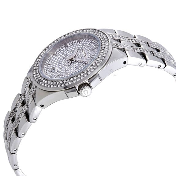 Bulova Crystal Collection Silver Dial Silver Steel Strap Watch for Women - 96L243 Buy Now By Bulova