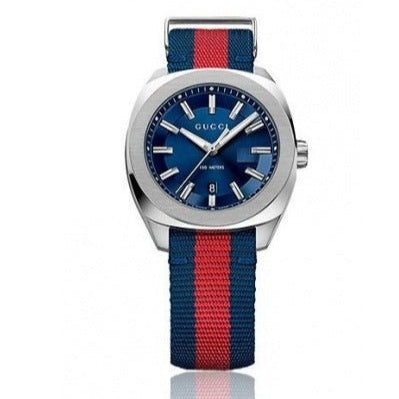 Gucci GG2570 Quartz Blue Dial Blue & Red Nylon Strap Watch For Men - YA142304 Buy Now By Gucci