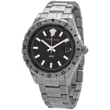 Versace Hellenyium GMT Black Dial Silver Steel Strap Watch for Men - V11020015 Buy Now By Versace