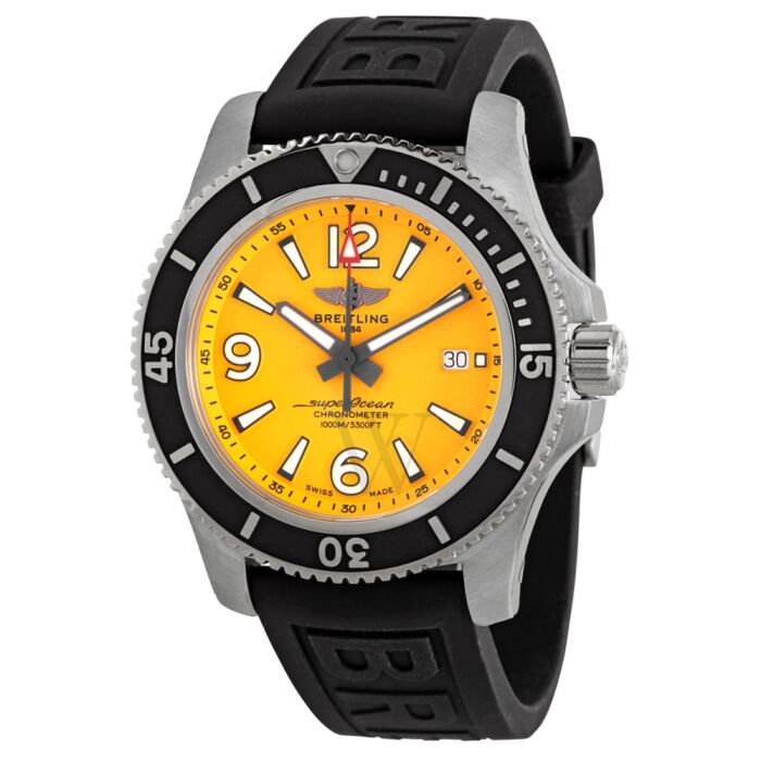 Breitling Superocean Automatic 44mm Yellow Dial Black Rubber Strap Watch for Men - A17367021I1S1 Buy Now By Breitling